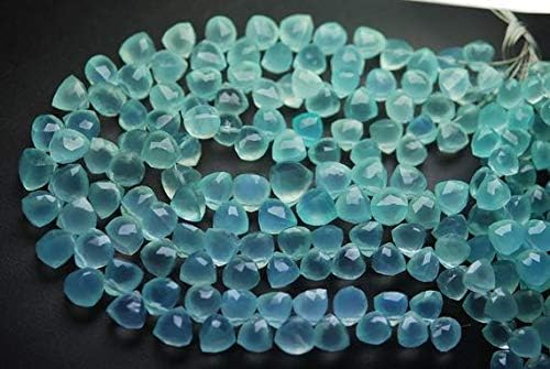 7 Inch Strand,Superb-Finest Quality Aqua Chalceny Micro Faceted Trillion Shape Briolettes,7mm Approx Code-HIGH-56680