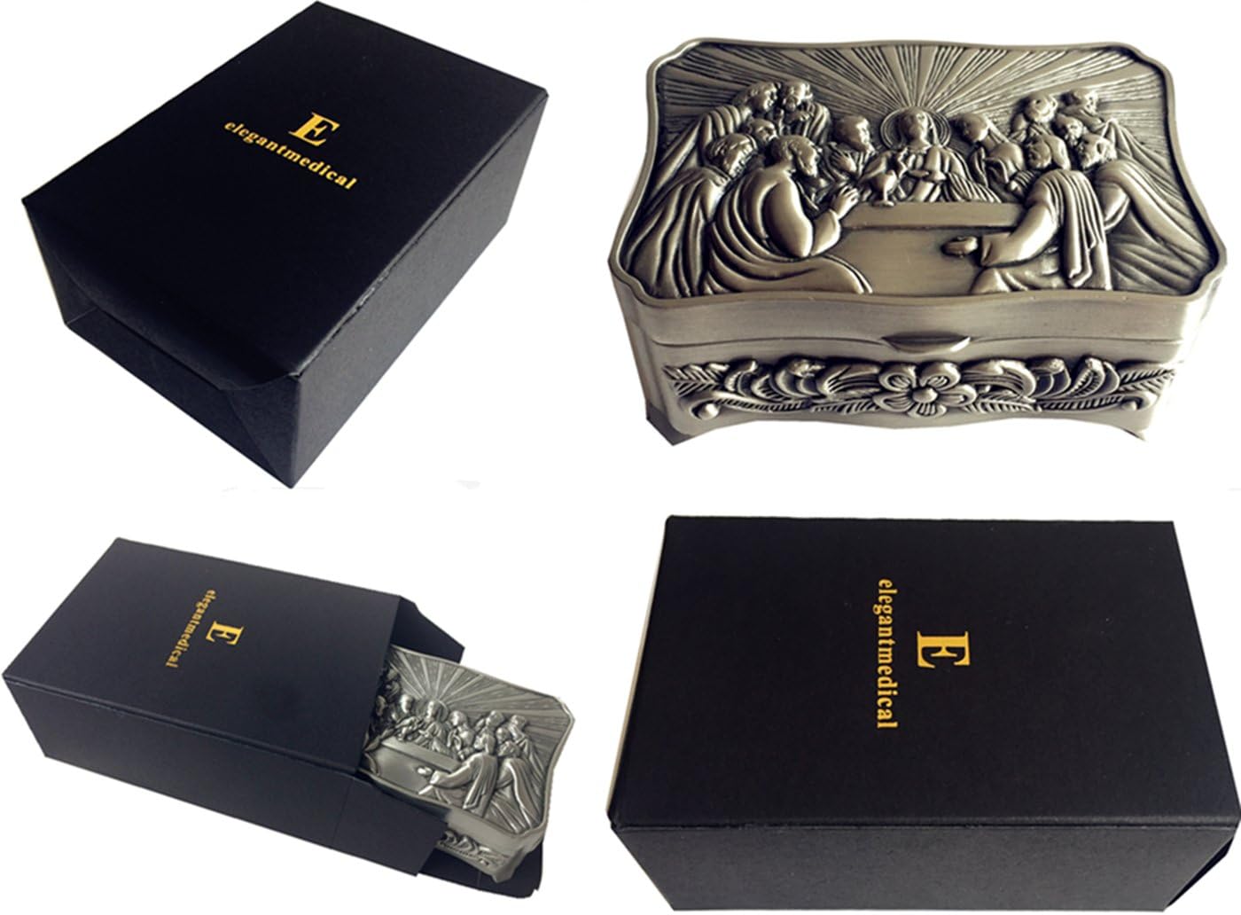 elegantmedical HANDMADE Gold Wire Wrapped Bead AAA White 10mm Real Pearl Rosary Cross NECKLACE BOX