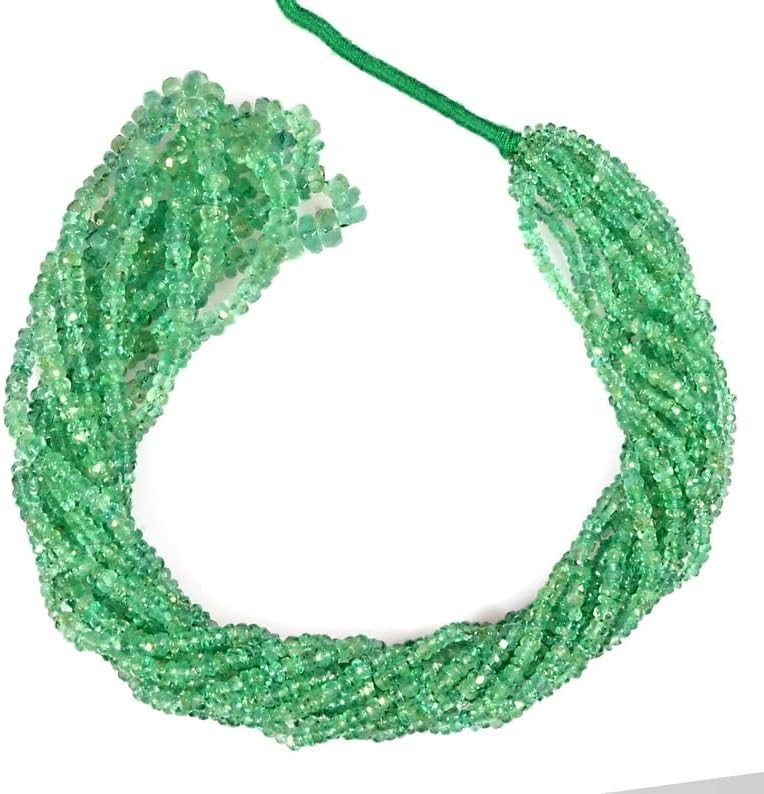 Emerald Faceted Rondelle Shape Beads 3mm Semi Precious Crystal Round Beads Jewellery Making
