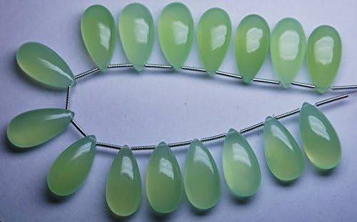 5 Matched Pair, AAA Quality,PREHNITE Chalcedony Smooth Long Pear Shape Briolettes 10x20mm