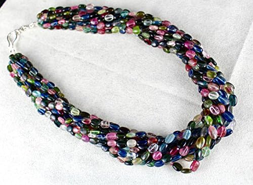 10 Line Multi Tourmaline Long Beads Necklace 19 INCHES 9 MM to 7 MM