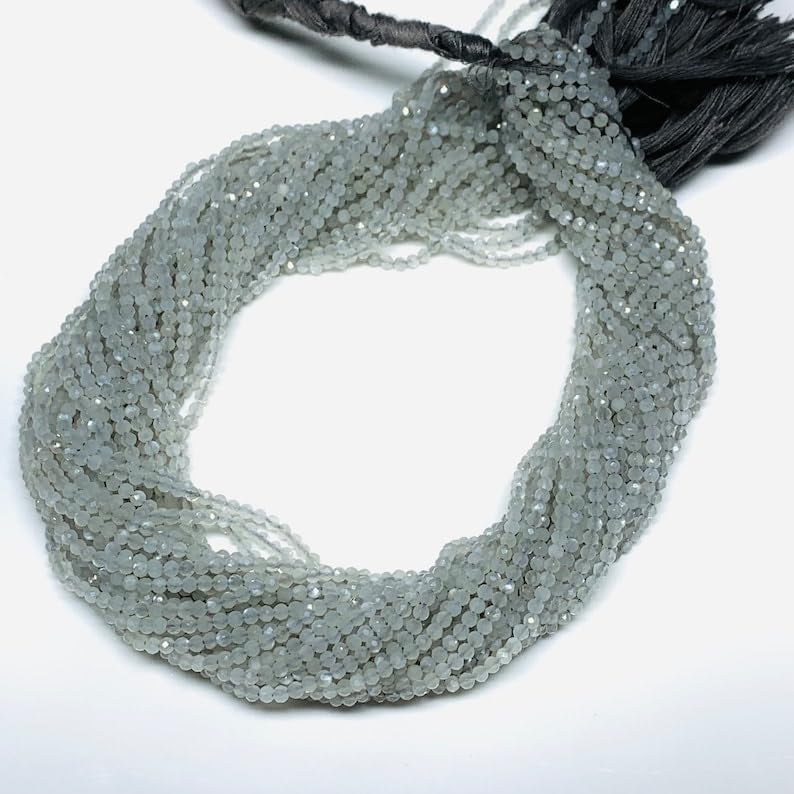 Natural Grey Moonstone rondelle Faceted Beads 2 mm 13 inch Long String Jewelry Making Gemstone Beads for Necklace Bracelet