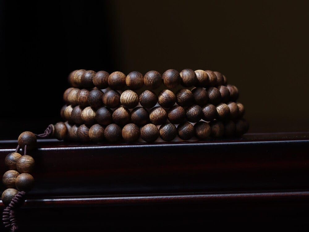 Agarwood 7mm*108pcs Hainan White Chess Agarwood Rosary Beads Sinking Buddha Bead Strings