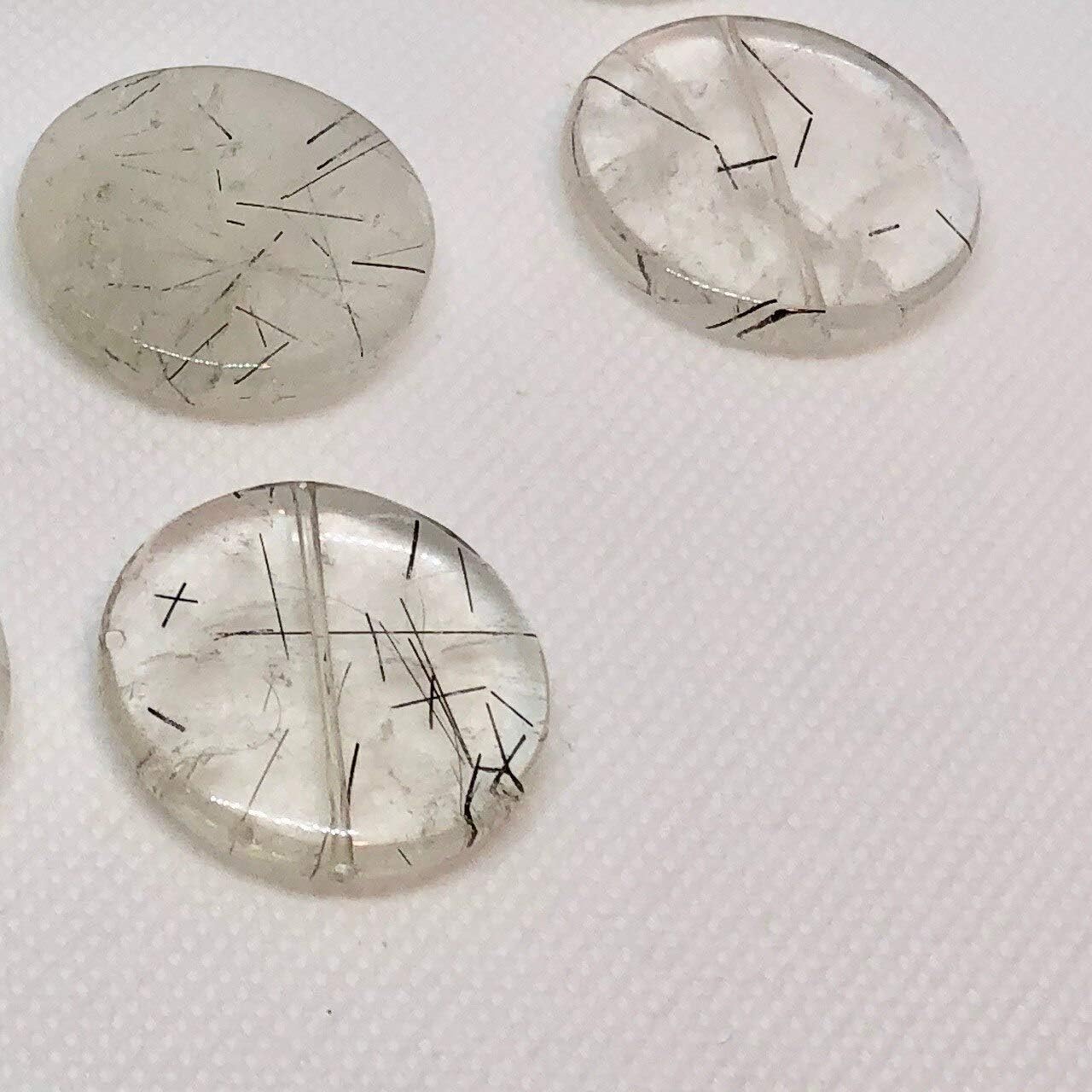 Tourmalated Quartz Pendant Strand | 30mm | Disc | 11 Beads | for Jewelry Making