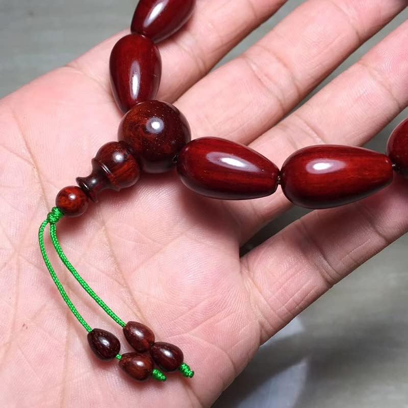Mascot Wooden Crafts Wood Carving Art Wood Decoration Artwork 小叶紫檀2.0 * 1.2水滴珠佛珠手串高油密酒红底色玻璃底搭配1.5三通(小叶紫檀水滴珠手串)