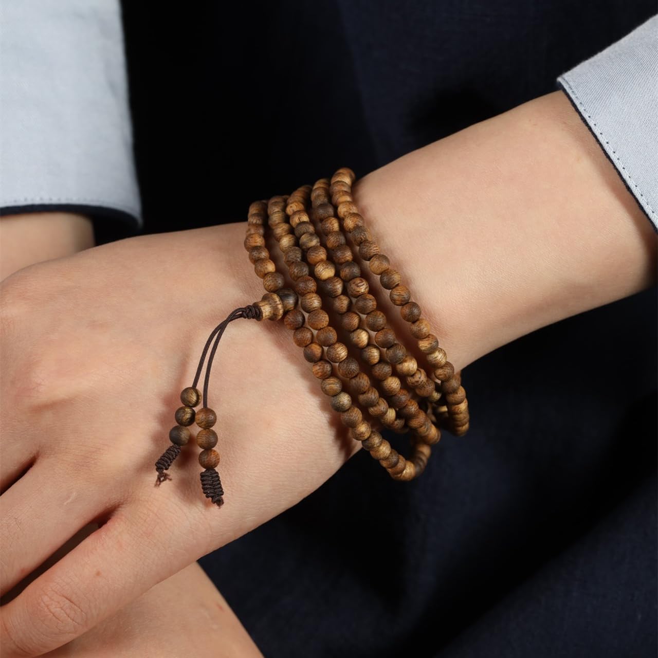 Natural Hainan Yingge Green Agarwood 4mm*216 Beads Full Oil Rosary Multi-Circle Floral Scent