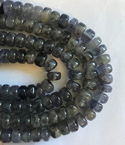 13 inch Strand of Natural gem Iolite, 7x4mm rondelle Smooth Beads for DIY Jewelry Making. | Beads_04856
