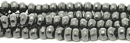 stone - jade faceted rondelle 8x5mm black grey beads 1 strand 39cm