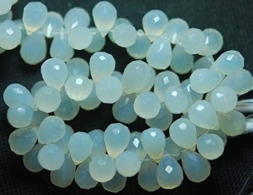 7 Inches Strand,Full Strand, Natural White Chalceny Micro Faceted Tear Drops Shape Briolettes 11-10mm Code-HIGH-57137