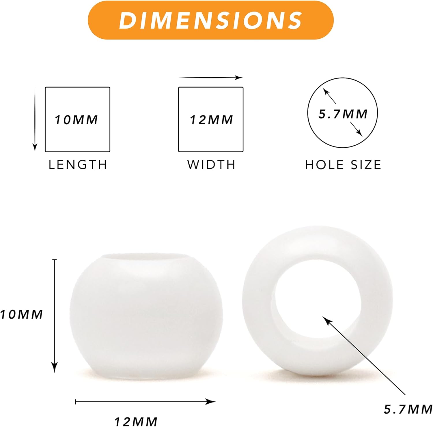 600 Acrylic Large Hole Beads for Crafts and for Hair 10mm x 12mm Acrylic Barrel Beads with 5.7mm Large Hole, Pastel Assortment