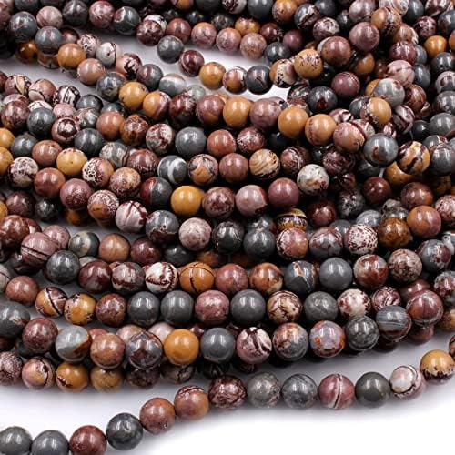 13 inch Strand of Natural gem Dendritic Rhyolite, 6 mm Round Smooth Beads for DIY Jewelry Making. | Beads_03727, as per photo