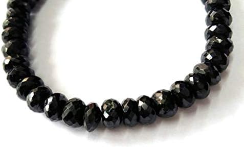13 inch natural beads strand of 7-7.5mm faceted rondelle black spinel gemstone beads for DIY jewelry - necklace, bracelet, earring, ring.
