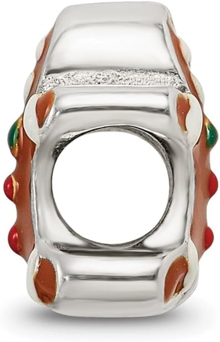 Solid 925 Sterling Silver Reflections Enameled Gingerbread Man Bead (9.1mm x 10.9mm)