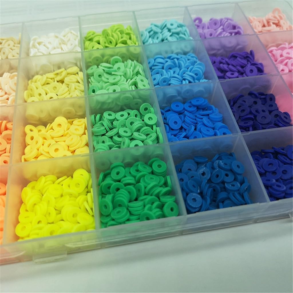 24 Grid Polymer Clay Sheet Set Gradient Color Slices Flat Round Beads