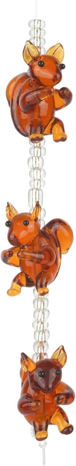 Bead Landing Brown Lampwork Glass Squirrel Beads – Handmade Crafting Beads for Jewelry Making, 12 Pack