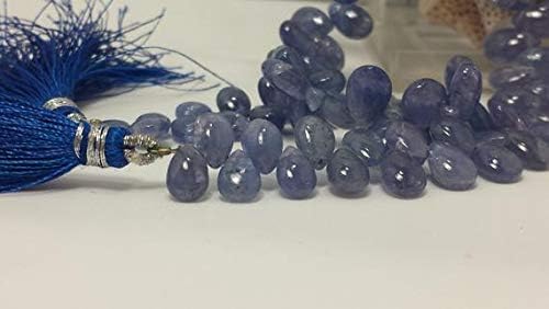 Tanzanite Graduating Smooth Flat Drop Gemstone Beads 8 in. Full Strand 6.5mm x 5mm to 9.5mm x 6mm Code-HIGH-60697