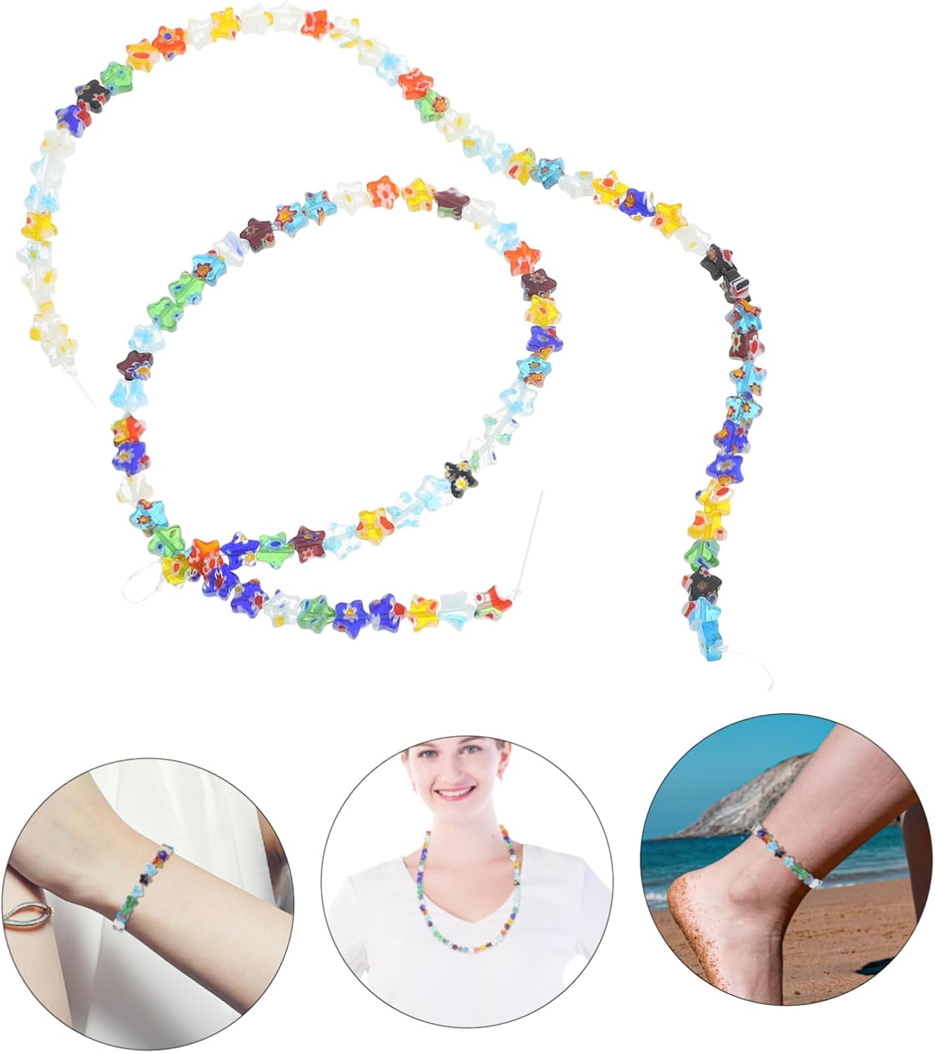 2 Strings Pentagram Beading Jewlery Beads for Bracelets Jewelry Earrings Earring DIY Beads Decorative Beads Bracelet Making Kit Loose Beads Glass Spacer Beads Manual