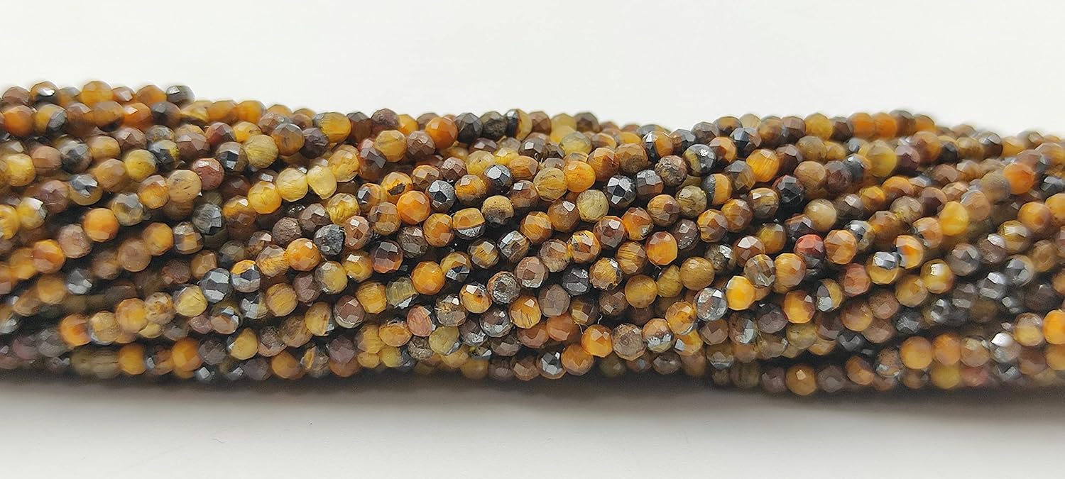 Hanumat Gems Lot of 10 Strands Natural Tiger's Eye Micro Cut Faceted Rondelle Beads,Tiger's Eye Faceted Beads,Tiger's Eye Rondelle Bead,Tiger's Eye Micro Cut Faceted Bead,2-2.5MM Tiger's Eye Beads