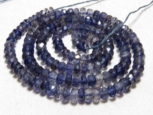 13 inch natural beads strand of 4-5mm faceted rondelle iolite gemstone beads for DIY jewelry - necklace, bracelet, earring, ring.