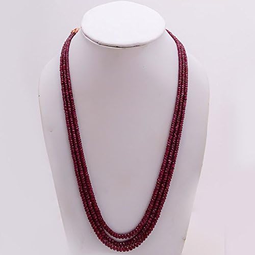 18'' natural size 3-5 mm faceted african pink color ruby necklace