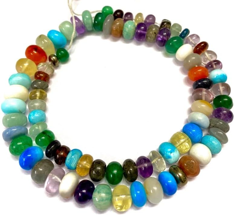 Natural Multi gameston rondelle soomth Beads 6x10mm 18 inch Long String Jewelry Making Gemstone Beads for Necklace Bracelet