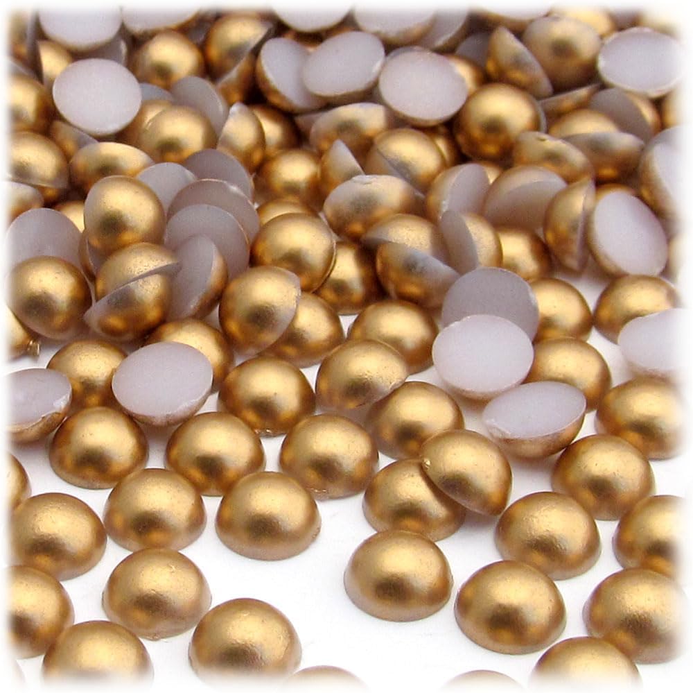The Crafts Outlet 10000-pc Pearl Finish Half Dome Beads, Round, 8mm, Golden Caramel Brown