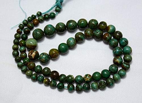 13 inch natural beads strand of 4-9.5mm smooth round arizona sleeping beauty turquoise gemstone beads for DIY jewelry - necklace, bracelet, earring, ring.