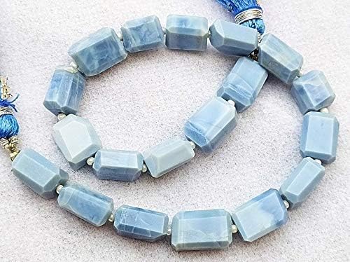 GEMZ 10 inch Strand of Natural Peruvian Opal Tumble Shape Faceted Cut Blue Color briollete Beads for DIY Jewelry Making- Earring Necklace Bracelet.