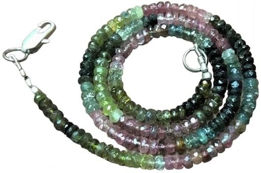 Hand_Cafted Natural Multi Tourmaline rondelle facated Beads 4 MM 17 inch Long Jewelry Making Gemstone Beads YO-NECK-14714