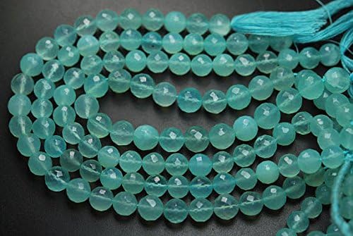 1300 Pcs,Aqua Chalcedony Faceted Round Rondells,8-9mm
