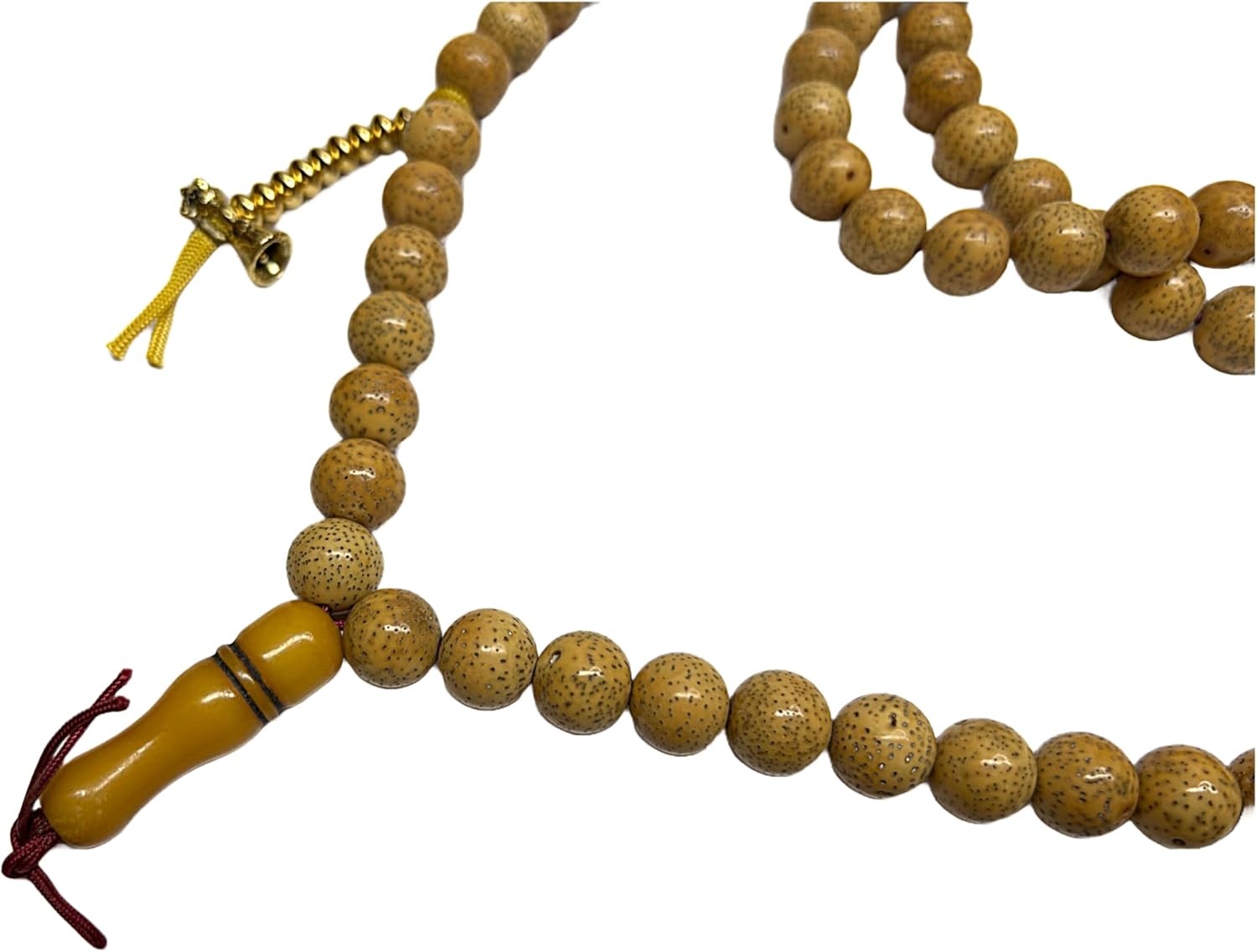 Bodhi Dots Pattern Cream Yellow Color 108 Beads Hand Rosary Praying Chain Aws4692