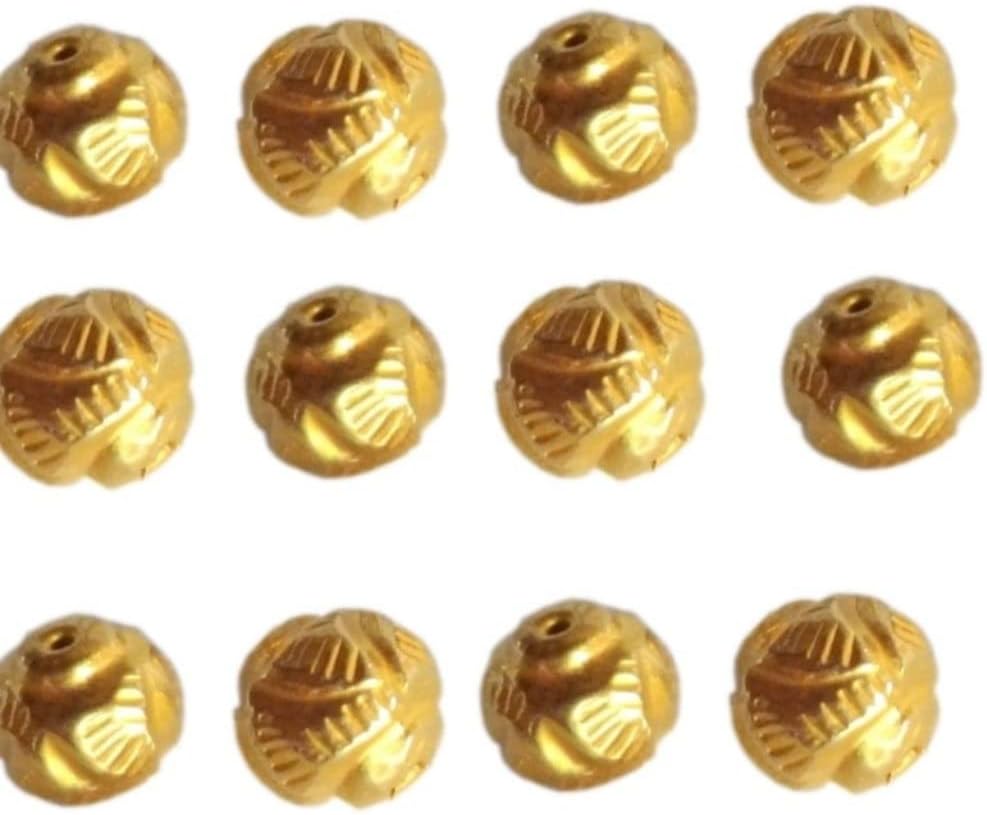 Solid 22K/18K Yellow Fine Gold 6 MM 12 Pieces Antique Round Beads For Personalized Jewellery And Jewellery Customization