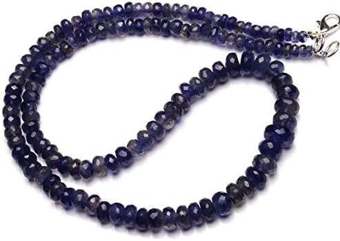Hand_Crafted 26 Inch Natural Iolite 4-8 mm rondelle Faceted Beads for Jewelry Making YO-NECK-21318