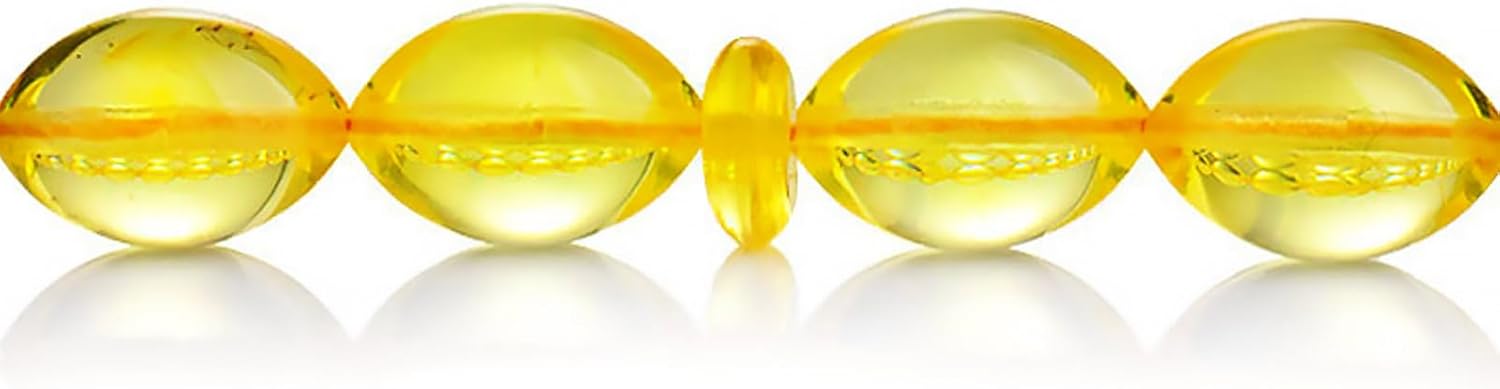 Lemon Amber Prayer Beads – 33 Beads Islamic Tasbih – Handmade Natural Baltic Amber Misbaha – Polished Oval Shape – 15.4 Grams – 15 in Total Length – Gift for Him & Her
