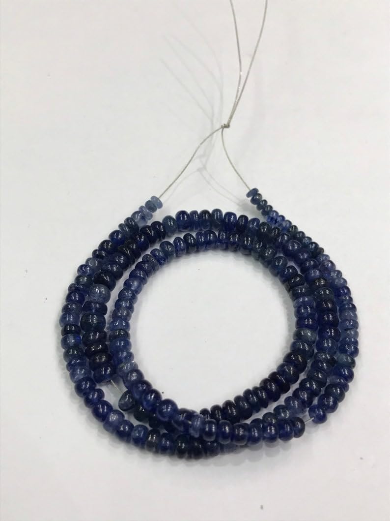 Natural Blue Sapphire roundelle Smooth Beads 4-6 MM 17 inch Long String Jewelry Making Gemstone Beads for Necklace Bracelet