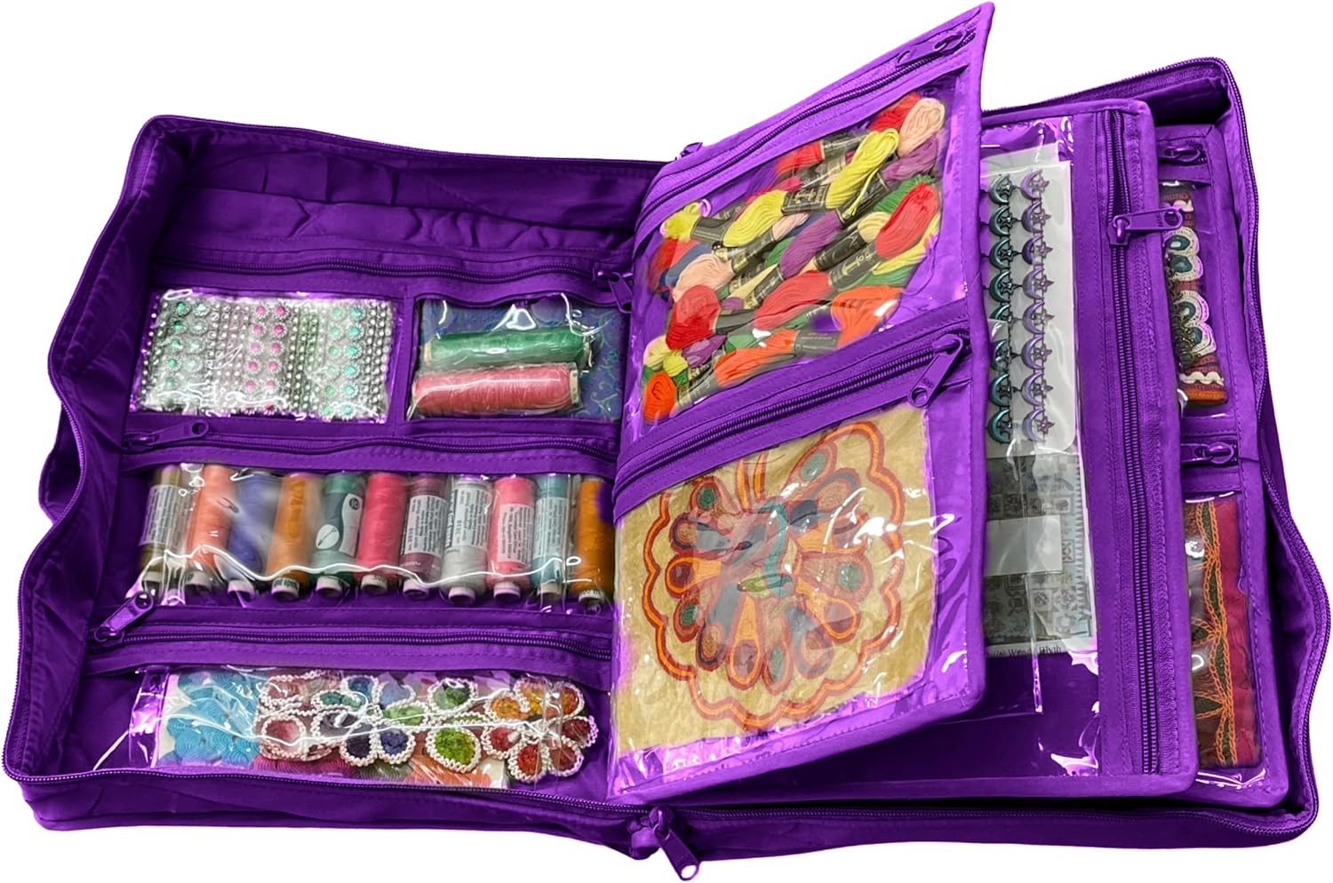 Yazzii Quilter’s Project Bag with 19 Pockets – Sewing Accessories Organizer - Sewing Supplies Organizer Tote for Quilting, Embroidery, and Sewing Purple