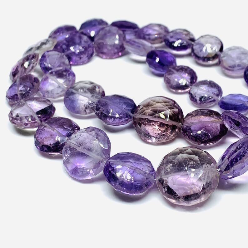 Natural Amethyst coin faceted Beads 10X10 19X19 mm 16 inch long string jewelry making gemstone beads for necklace bracelet