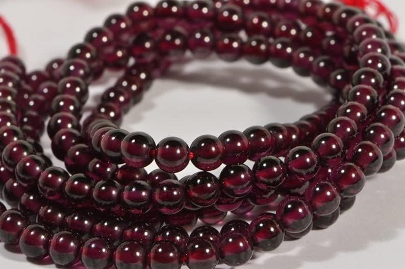 13 inch Strand of Natural gem Garnet, 4mm Round Smooth Beads for DIY Jewelry Making. | Beads_03502