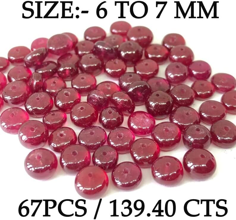 Smooth Polish Deep Red Ruby Size 6 to 7 mm Rondelle Shape Beads || July Birthstone Beads || Perfect for Making Necklace & Bracelet DIY Jewelry (20)