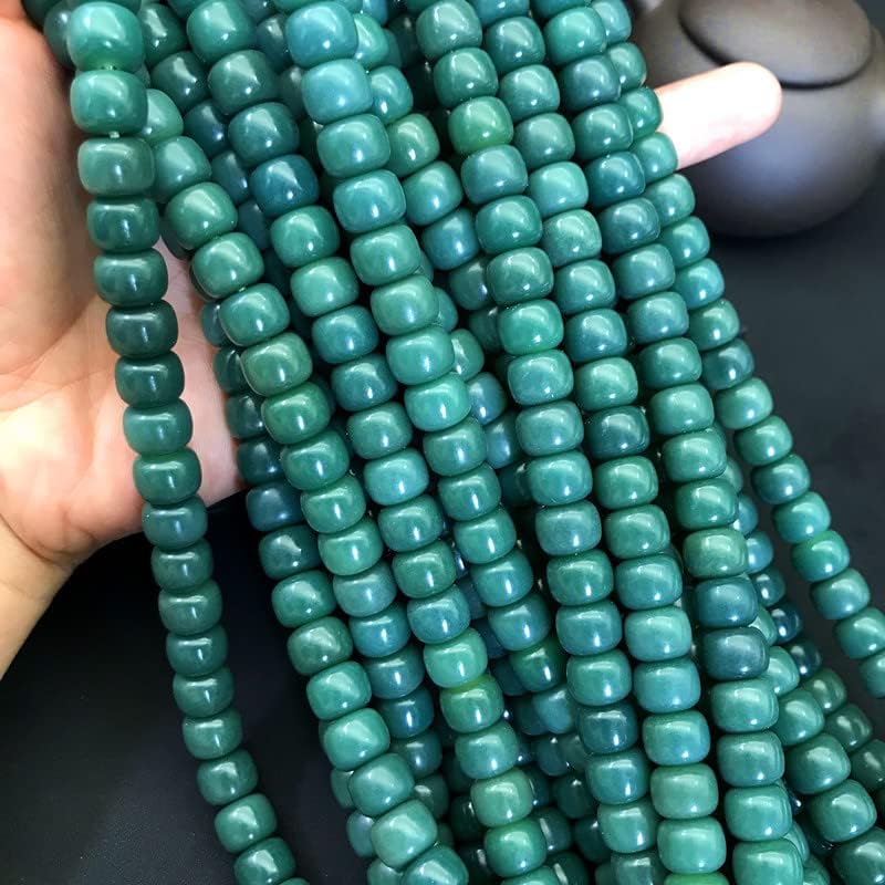 1Pcs白玉菩提根手串108颗男女佛珠手链项链阴绿菩提子散珠配饰(南瓜珠9*12)