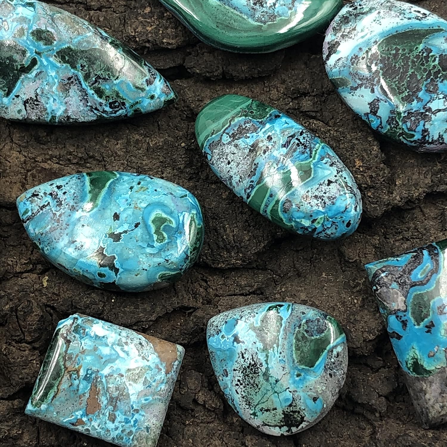Natural CHRYSOCOLLA N Gemstone Loose Cabochon Lot For Jewelry Making, Loose Gemstone For Ring, Earring & Pendant Necklace, Jewelry Making Cabochons, Healing Gemstones