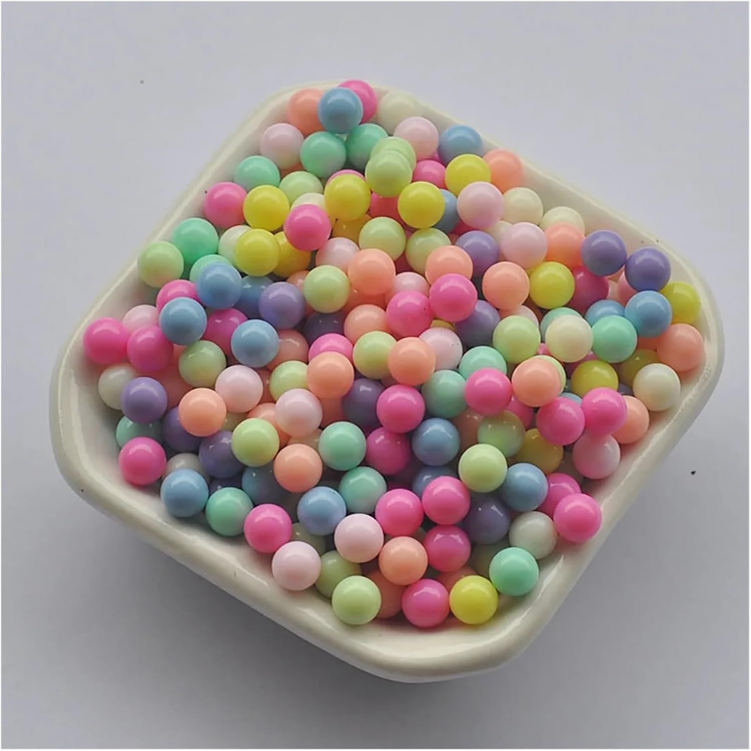 6mm Acrylic Solid Color Non Porous Round Beads Loose DIY Handmade Decorative Material Dropping(White,5000PCS)