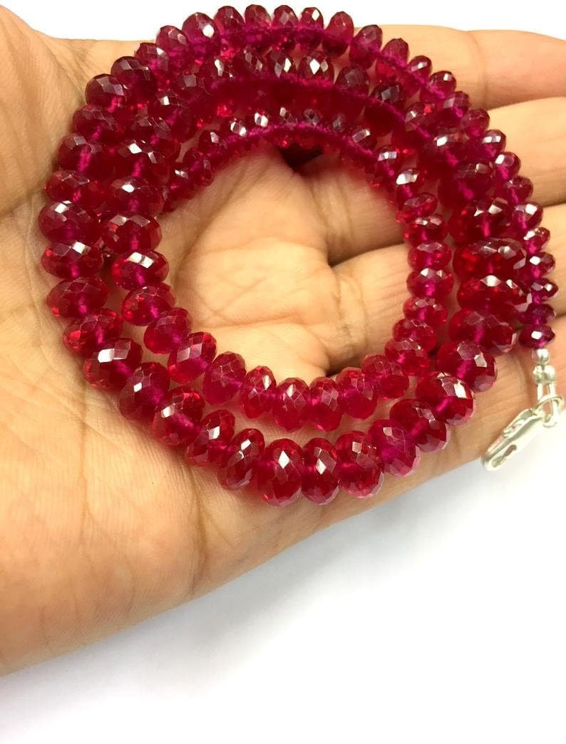 Natural Corundum RONDELLE Faceted Beads 7X8MM 18 inch Long String Jewelry Making Gemstone Beads for Necklace Bracelet