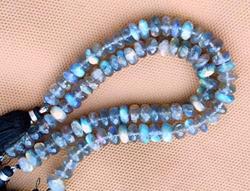 13 inch Strand of Natural gem Labradorite, 7-8mm rondelle Faceted Beads for DIY Jewelry Making. | Beads_05058