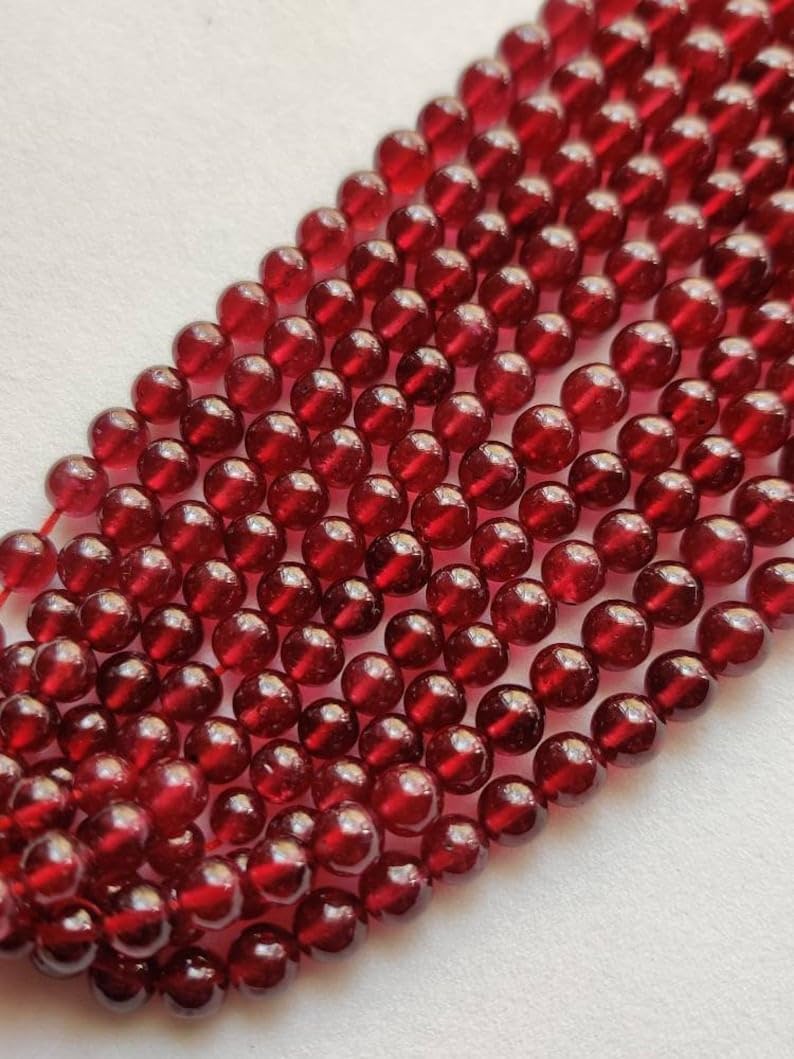 Natural Ruby Round Smooth Beads 5 mm to 7 mm 16 inch Long String Jewelry Making Gemstone Beads for Necklace Bracelet