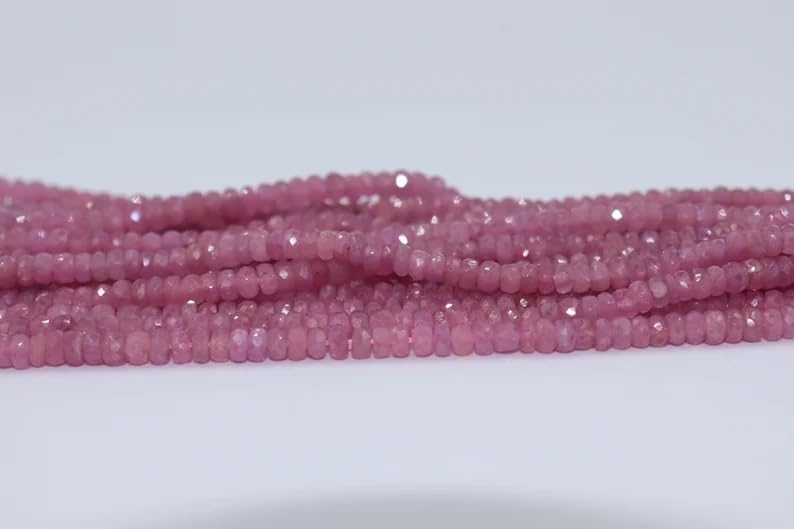 Pink Sapphire Faceted Rondelle Beads 4-5 mm Pink Beads Natural Pink Sapphire Beads Wholesale Beads for Making Jewelry