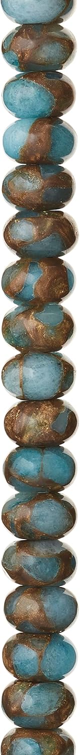 Bead Landing Light Blue Impression Jasper Rondelle Beads, 8mm, 12 Pack