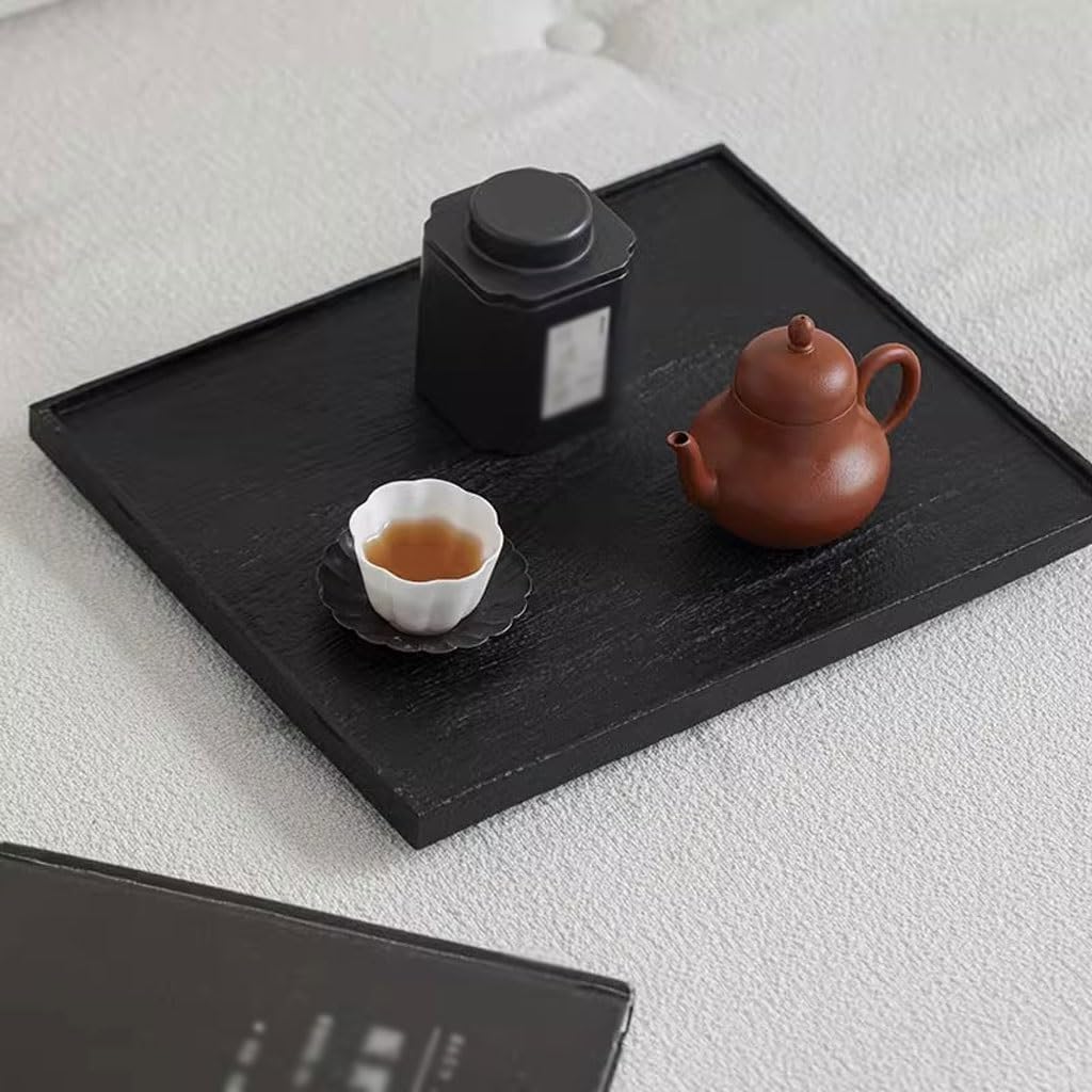 Tray Retro Solid Wood Black Square Tea Tray Home Tea Tray Living Room Dry Tea Table Serving Trays