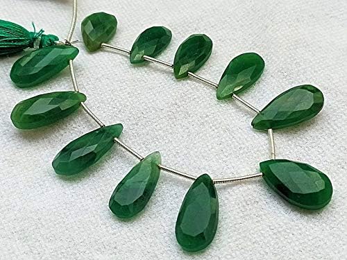 GEMZ 16 inch Strand of Natural Emerald Green Apatite pear Shape Faceted Cut Green Color briollete Beads for DIY Jewelry Making- Earring Necklace Bracelet.