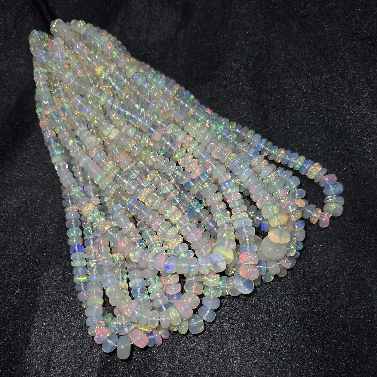 AAA++ Ethiopian Opal Rondelle Beads 3.5-5mm, Natural Rainbow Fire Welo Opal, Flashy Plain Gemstone Beads Strand, Wholesale Jewelry Making, Libra Zodiac Birthstone (10 Strand)
